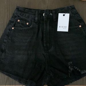 Brand new DISSH black denim shorts, tags on